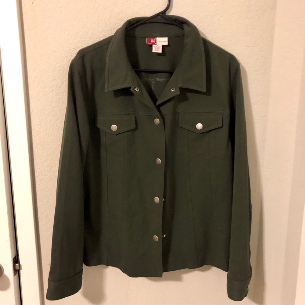 JM Collection Olive Button Down Top
